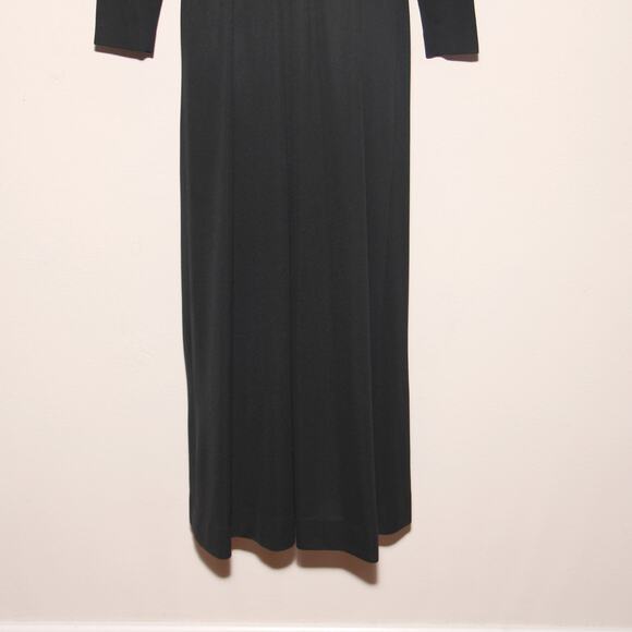 Vintage Edith Flagg Surplice Front Bow Accent Black Maxi Dress Size Small - Picture 4 of 10